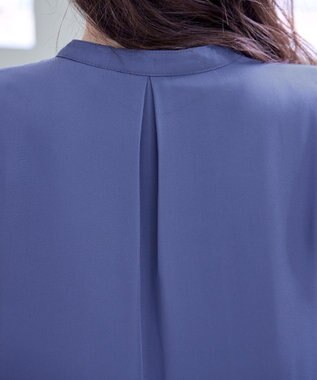 Tiaclasse 【洗える・スマート裏起毛】ジョーゼットフリルブラウス ブルー