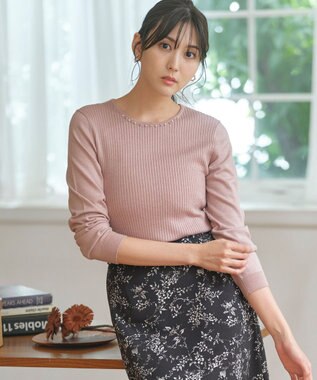 ANY SIS 【洗える】プチジュエル ニット ローズグレー