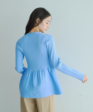 YECCA VECCA ペプラムカーディガン Blue