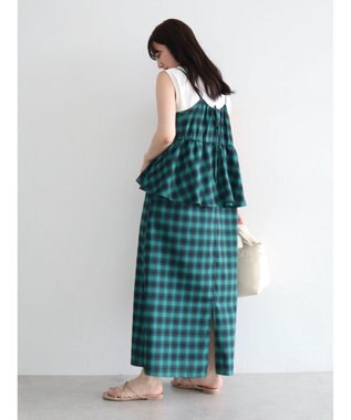 Green Parks チェックペプラムキャミワンピース Green