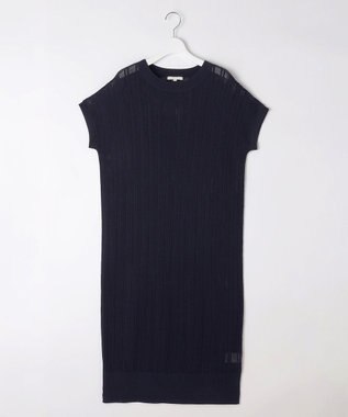 自由区 【ワコールコラボ】【カタログ掲載・洗える】レーシーニット ドレス ネイビー
