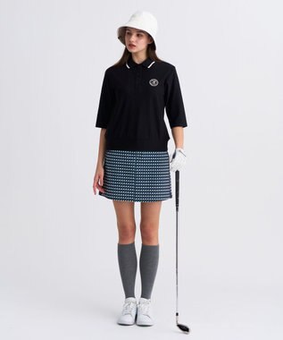 23区GOLF 【WOMEN】AIR TOOL七分袖ポロシャツ ブラック系