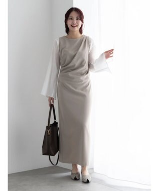 Te chichi ドレープ I ラインワンピース【AOYAMA FASHION ASSOCIATION × Te chichi】 グレー