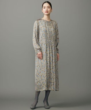 自由区 L マルチポルカドットプリント ワンピース モカベース