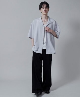 WEGO 【速乾/シワになりにくい】ドライポリオープンカラーシャツ(S) ライトグレー