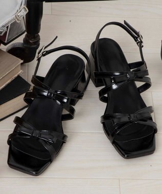 WEGO リボンヒールサンダル ブラック