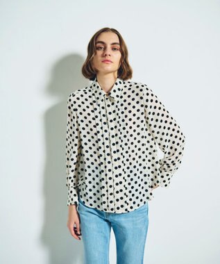 GRACE CONTINENTAL ドットプリントボウタイブラウス キナリ