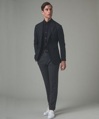 GOTAIRIKU 【吸汗速乾】クールマックス鹿の子 半袖ビズシャツ_ボタンダウン ネイビー系