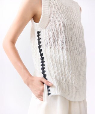 BEIGE， ATACAM / テープヤーン ノースリーブニット Ecru