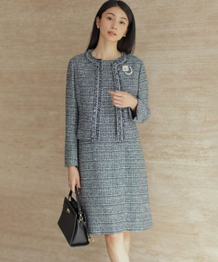 組曲 S 【KUMIKYOKU NAVY】ラメループモールツイード ジャケット ネイビー系1