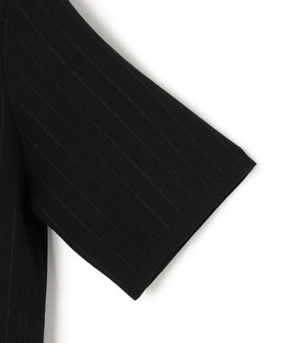 ICB 【洗える】 ストライプパターン ニットトップス ブラック系