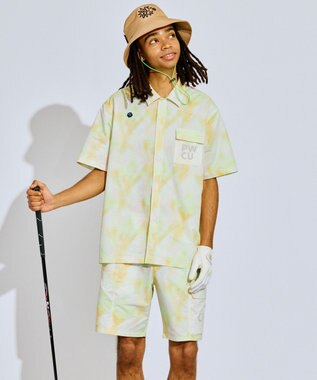 PW CIRCULUS 【MEN】タイダイ メッシュカーゴショーツ ゴルフ イエロー系5