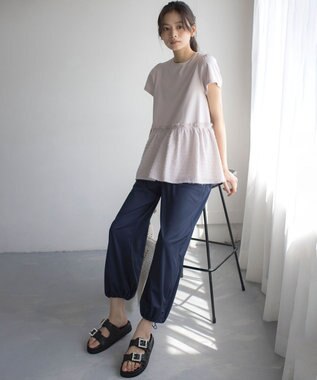 組曲 L ポリエステルレーヨンツイル パンツ ネイビー系