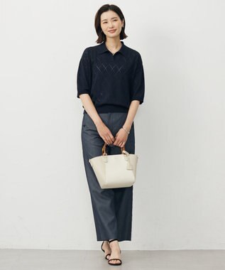 J.PRESS LADIES 【洗える・抗菌防臭】COTTON POLYESTER ポロ ニット ネイビー系