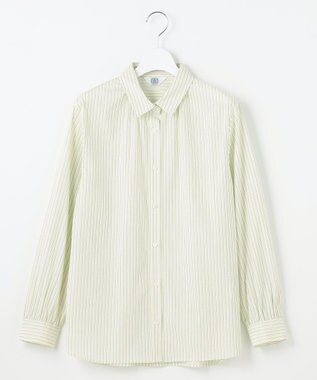 J.PRESS LADIES 【洗える】BEZ VEGA シャツカラー ブラウス イエロー×ネイビー系