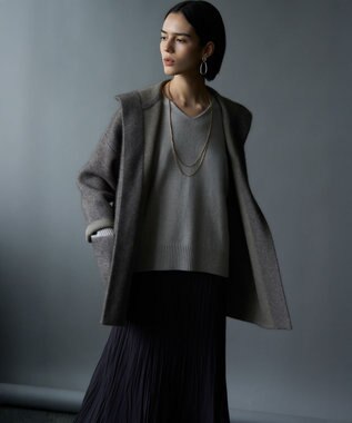 23区 S 【洗える】クラッシュ プリーツ ジョーゼット スカート ダークブラウン系