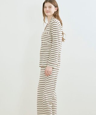 une nana cool 【綿100%】コットンボーダーパジャマ MADE WITH LIBERTY FABRIC ブラウン