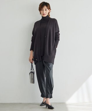 ICB 【洗える】 ライトフェイクレザー バレルパンツ ブラック系