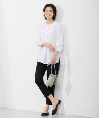 J.PRESS LADIES 【洗える】ポリエステルスパンソフトクロス レース ブラウス ホワイト系