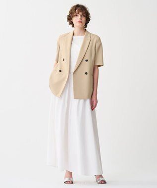 uncrave 【佐藤晴美さん着用】ウォッシャブルドライサップ ハーフスリーブジャケット ベージュ
