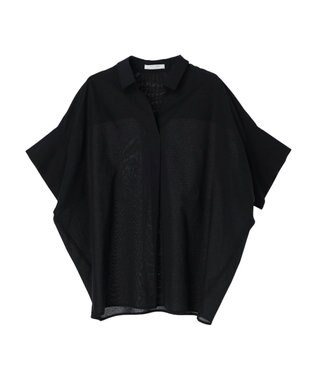 Green Parks 綿麻混スキッパーシャツ Black