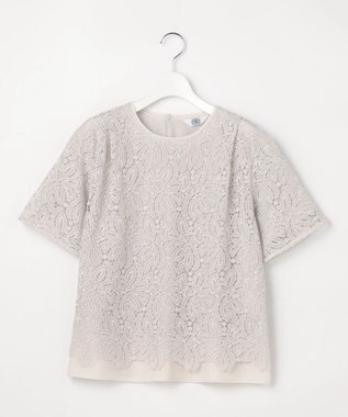 J.PRESS LADIES レースコンビジャージー カットソー グレージュ系