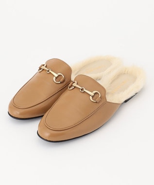 自由区 【CORSO ROMA】ファーローファー ミュール キャメル系