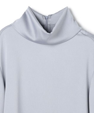 BEIGE， 【洗える・Precious 11月号掲載】LLOYD / ハンマーサテンロールカラー半袖ブラウス Dull Blue