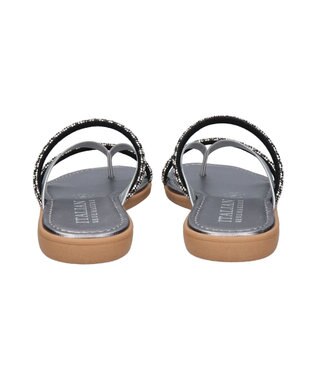 INTER-CHAUSSURES 【ITALIAN SHOEMAKERS】ダブルビジューストラップトングサンダル シルバー
