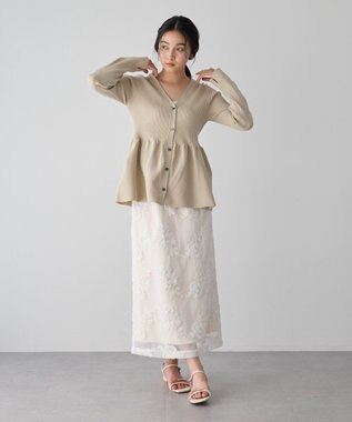 YECCA VECCA ペプラムカーディガン Beige