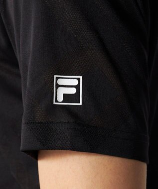FILA GOLF／marie claire 【FILA GOLF】メッシュ加工ビックロゴ半袖ポロシャツ ブラック
