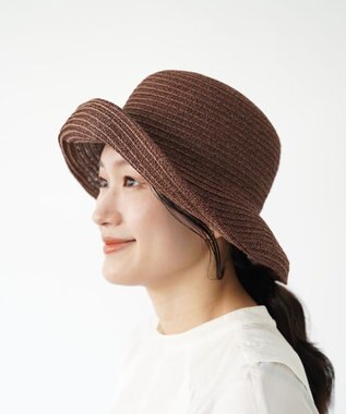 石田製帽 美濃和紙xコットンブレード　ウォッシャブルカサブランカ ブラウン