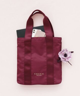TOCCA 【アップサイクルコサージュ付き・美香＆Lovécoコラボ・数量限定・A4サイズ対応】FLOWER IN HEART BAG バッグ ボルドー×アネモネ