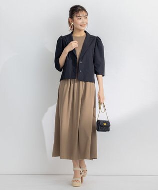 組曲 【接触冷感・洗える】美シルエットポンチ ワンピース ブラウン系