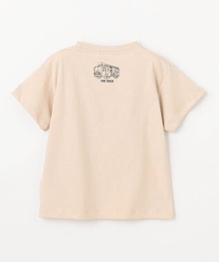 ANY KIDS 車プリント 半袖Tシャツ ベージュ（消防車）