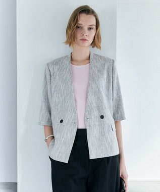 ICB ストレッチMIXツイード 半袖ジャケット