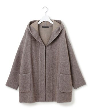 23区 【洗える】ラクーンブレンドダブルフェイス フーディー ニットカーディガン ブラウン系