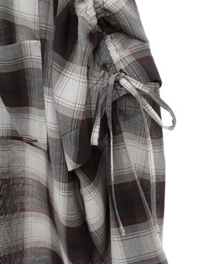 earth music&ecology 【2WAY】２ｗａｙショルダードロストリボンチェックシャツ Brown
