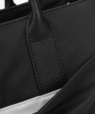 style code 【高密度ナイロン×レザー】ナイロンロングハンドルトートバッグ　軽量　大容量 BLK/SLV7692