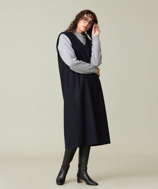J.PRESS YORK STREET 【WOMEN】ショルダータックジャンパースカート ネイビー系