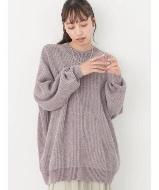earth music&ecology シャイニーベロアモールチュニック Gray Beige
