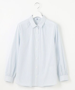 J.PRESS LADIES 【洗える】BEZ VEGA シャツカラー ブラウス ホワイト×サックスブルー系