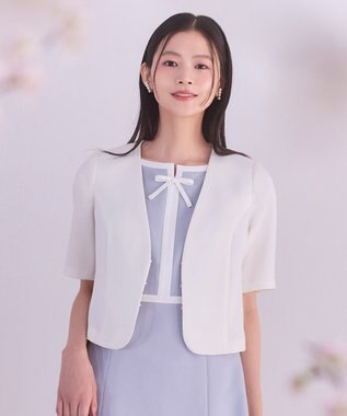 TOCCA 【松木育未さん着用】BRIGHT BREEZE 半袖ショートジャケット アイボリー系