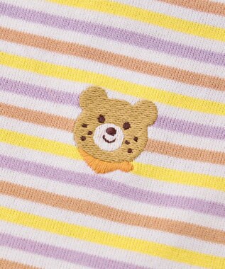 MIKI HOUSE HOT BISCUITS 【80-120cm】みじんボーダー ワンポイント刺繍 半袖ワンピース ラベンダー