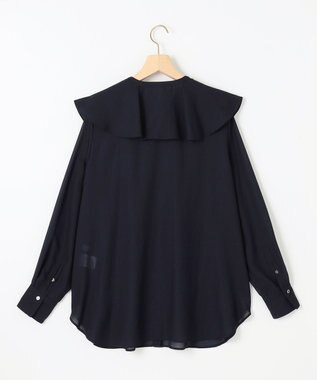 組曲 L シフォンツイルラッフル ブラウス ネイビー系