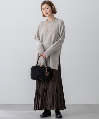 23区 S 【洗える】クラッシュ プリーツ ジョーゼット スカート ダークブラウン系
