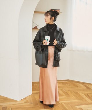 WEGO ヴィンテージライクFレザーブルゾン ブラック