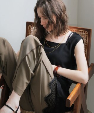 YECCA VECCA 2wayアシメデザインノースリーブブラウス Black