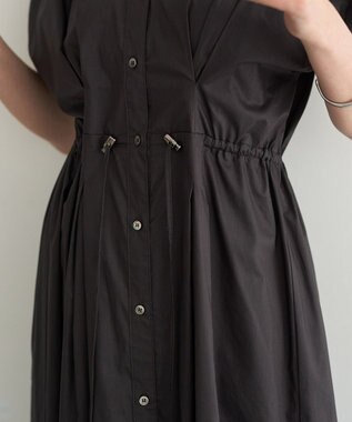 YECCA VECCA 【ORGABITS】タックシャツワンピース Charcoal Gray