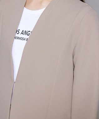 Tiaclasse 【ダブルストレッチ・洗える】カラーレスロングジャケット グレージュ